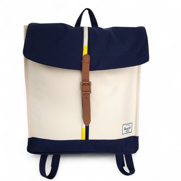 HERSCHEL SUPPLY CO. unisex cream navy colorblock City Mid Volume backpack - Picture 3 of 16